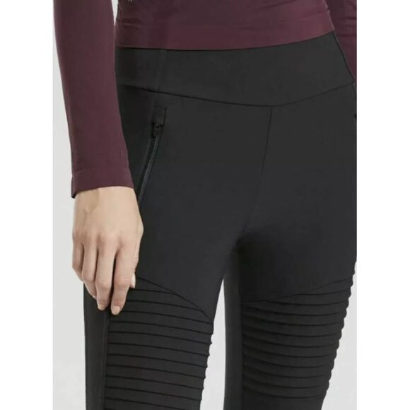 Athleta Headlands Hybrid Moto‎ Tight 4 Black Leggings Zip Ankle Skinny Stretch - Picture 2 of 6